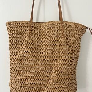 Elegant Tan Woven Tote Bag